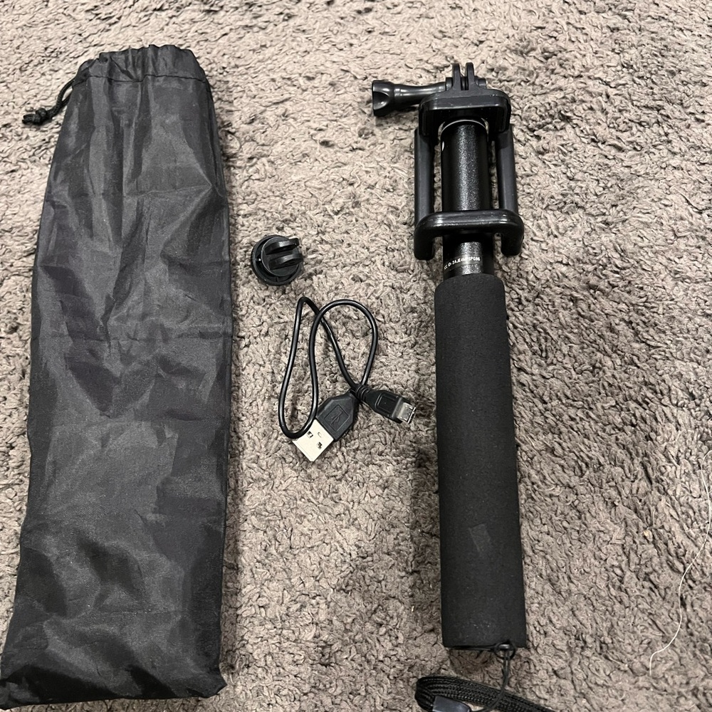 Compact, Extendable Black Selfie Stick with Bluetooth Remote